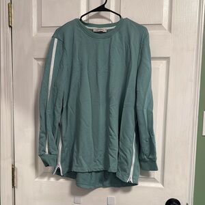 Maternity Teal Long Sleeve Top with White Stripes